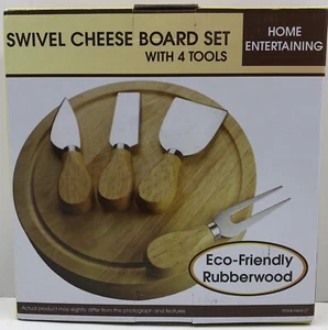 Swivel Cheese Board ~ Set Of 4 Tools ~ New in Box ~ Home Entertaining ~ Gift - Picture 1 of 4