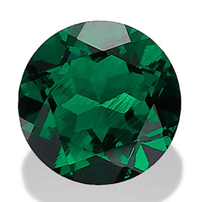 5-8mm Lab Created Zambia Emerald Round Cut Hydrothermal Certified Loose Gemstone - Image 1 of 4
