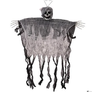Reaper Skeleton Skull Halloween 30" Hanging Decoration Prop, Black White - Picture 1 of 4