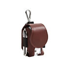 PU Leather Golf Ball Pouch Mini Waist Hanging Outdoor Accessories (Dark Brown)