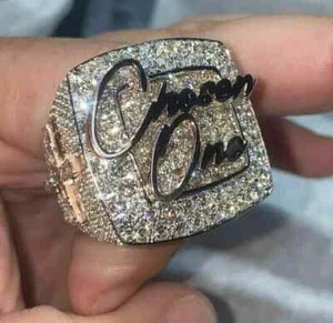 4.00 Ct Round Cut Real Moissanite Men's Custom Letter Ring 14K White Gold Plated - Picture 1 of 7