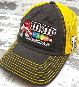 Nascar Hat Cap Strap Back Yellow Gray Kyle Busch M&Ms Racing Mesh Trucker * - Picture 1 of 10