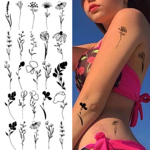 T# 10pcs Body Tattoo Sticker Flower Cool Tattoos Grass for Men Women 68x140mm (B - Picture 1 of 7