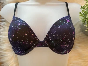 PINK Victoria's Secret Galaxy Space Stars Lightly Lined Bra Dark Blue Sz 34C - Picture 1 of 7