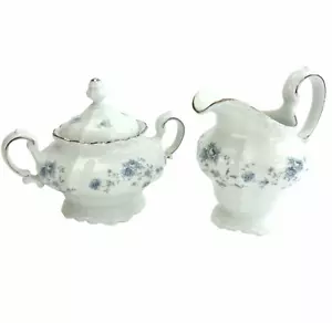 Ciotola da zucchero e crema vintage Johann Haviland ghirlanda blu bavarese - Foto 1 di 7
