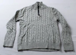 IZOD Boys L/S Cable Knit 1/4-Zip Cotton Sweater AC2 Gray Medium (10/12) NWT - Picture 1 of 3