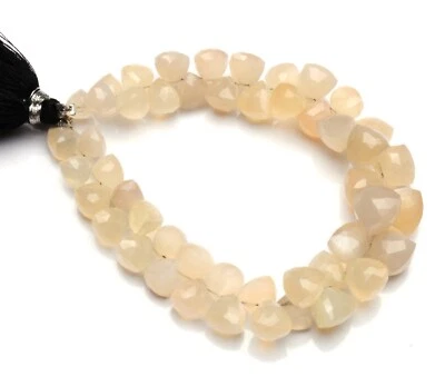 Natural Gemstone White Moonstone 6-10MM Faceted 3D Trillion Shape Briolettes 7" - Image 1 of 4