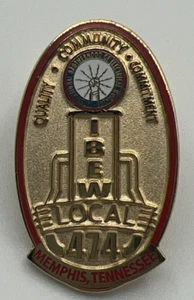 IBEW Local Union 474 Memphis, Tennessee NEW LAPEL HAT PIN Quality Community Etc. - Picture 1 of 5