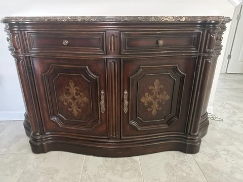Antique Buffet cabinet with Marble Top Cover