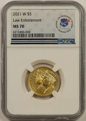2021-W Law Enforcement $5 NGC MS 70 Gold Modern Commemorative - Image 1 of 4