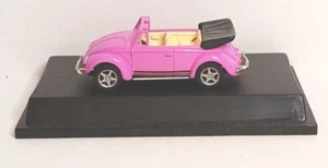 Maxi Car VW Volkswagon Beetle Convertable Diecast 1:43 Scale Pink Stand Case - Picture 1 of 10