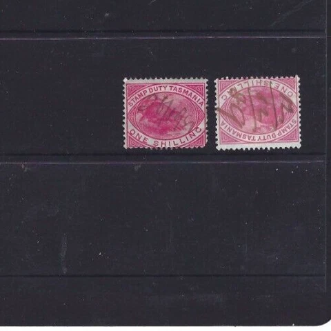TASMANIA POSTAL FISCALS SHILLLING PINK 2X USED 1889 & 1898 FISCAL USE Cover