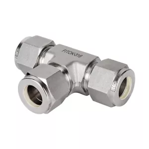 FITOK 316 Stainless Steel Tube Fitting Union Tee 1/4" Tube OD, SS-TTT-FL4 - Picture 1 of 2