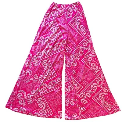 Pantalones de pierna ancha Sandcastle Cole Of California Palazzo vintage años 70 rosa intenso 12 Foto 1 de 4