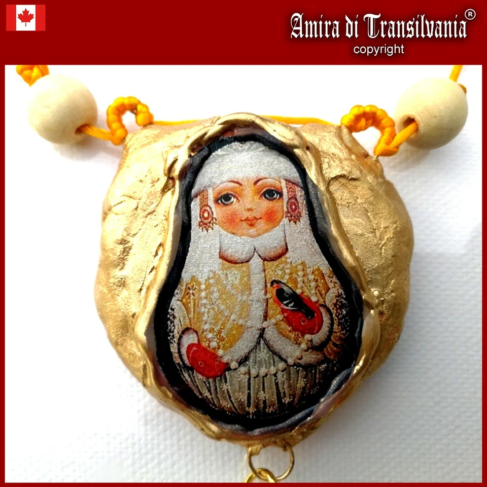 Joyería para niños collar amuleto de la suerte muñeca rusa roble matrioska étnico 4 Foto 1 de 4