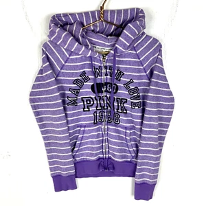 Victoria's Secret Pink Women's Sweatshirt Hoodie Large Purple Full Zip Y2K 2010 - Picture 1 of 3
