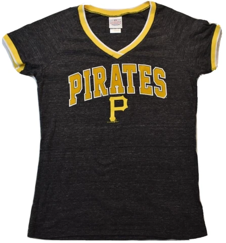 5th & Ocean Womens MLB Pittsburgh Pirates Baseball V-Neck Shirt New M-2XL Cover