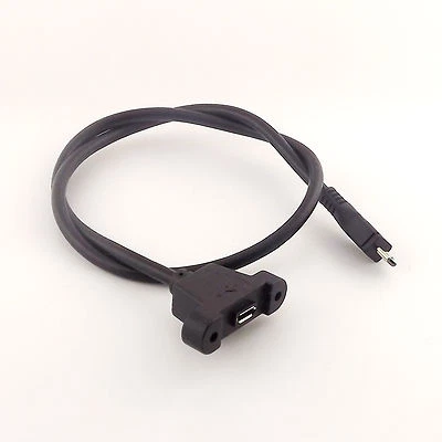 50cm Micro USB 5Pin Male to Female Panel Mount Extension Adapter Cable w/ Screws - Image 1 of 4
