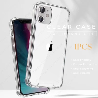 Clear Non-Yellowing Bumper Case for iPhone 16 15 14 13 12 11 Pro Max 8 7 6 Cover - Image 1 of 4