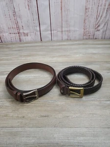 Genuine Cowhide/Leather Belts Lot Of Two Men's 50/125 Brown Dress Casual - Picture 1 of 14