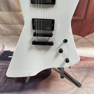 Chitarra elettrica White Explorer forma personalizzata HH Snake intarsio spedizione gratuita - Foto 1 di 4
