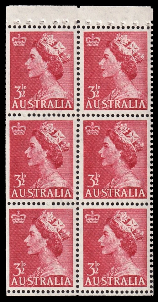Australia Scott 292 Booklet Pane (1956) Mint NH VF, No WMK M - Image 1 of 1