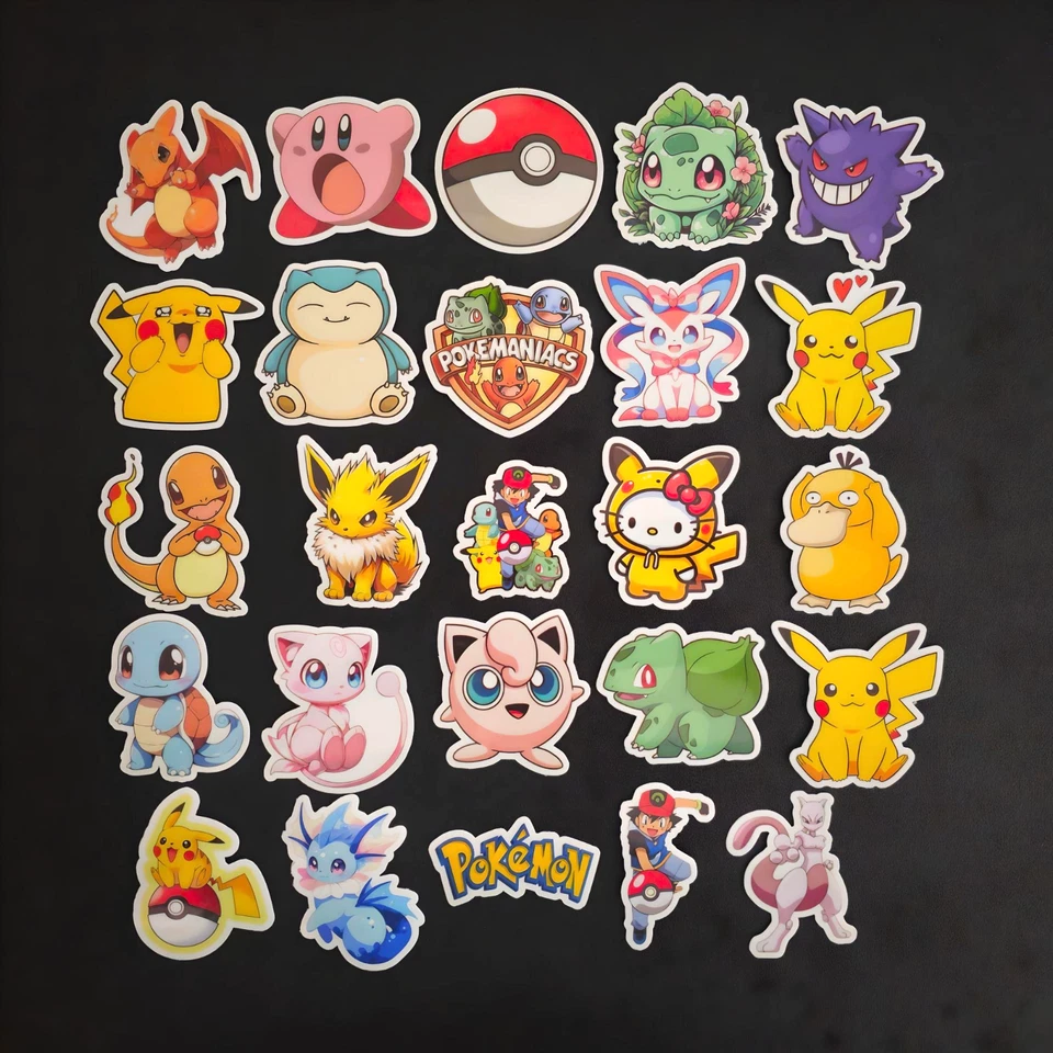 Pokemon Vinyl Stickers Pikachu Ash Squirtle Bulbasaur Charmander Pokeball Anime - Image 1 of 1