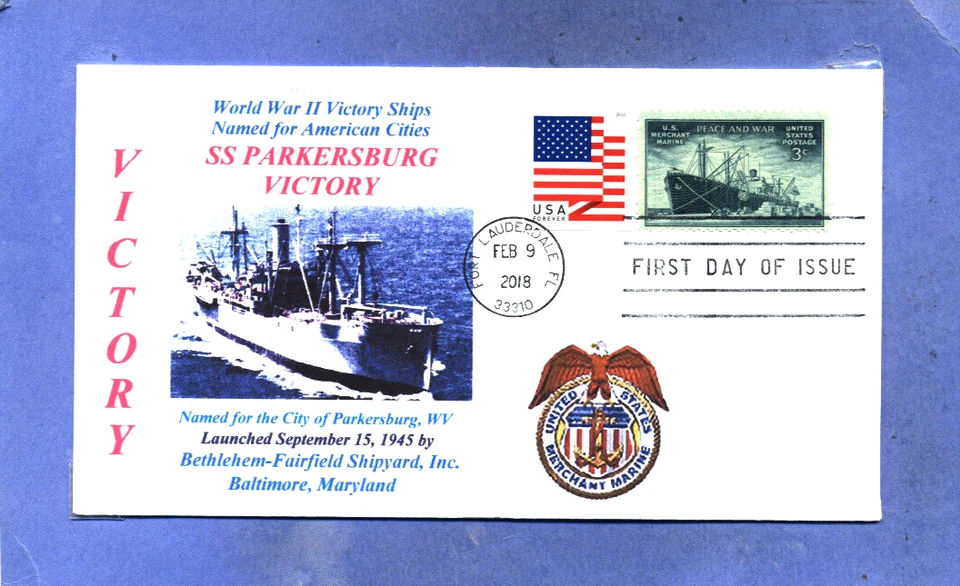 PARKERSBURG VICTORY WW II Ship named: City in West Virginia Color First Day PM - Image 1 of 1