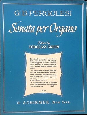 Sonata Per Organo Sheet Music Advanced Organ Solo Giovanni Battista Pergolesi - Image 1 of 3