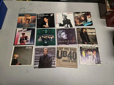 Vintage 45 Vinyl Lot of 12 MADONNA prince UB40 elton DURAN eurythmics JOEL sting - Image 1 of 4