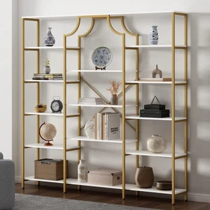 Triple Wide Bookshelf, 70.87" W/H Large Tall Etagere Bookcase, Modern 13-Open... - Picture 1 of 9