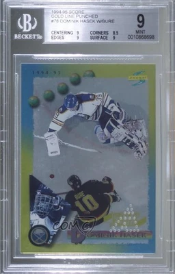 1994-95 Score Gold Line Pinnacle Punched Dominik Hasek Pavel Bure BGS 9 MINT HOF - Image 1 of 2