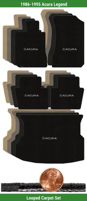Custom Classic Loop Carpet Mat Set for '86-95 Acura Legend w/Logo (5 pieces) #1O - Image 1 of 4