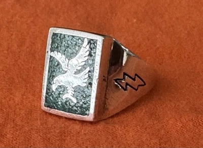 Anillo Premium Firmado Plata Esterlina Águila Verde Turquesa Rayo Talla 11 Foto 1 de 4