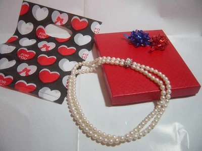 collana vintage splendida argento massiccio-superba perle autentiche 16"-firmata-lovley - Immagine 1 di 4