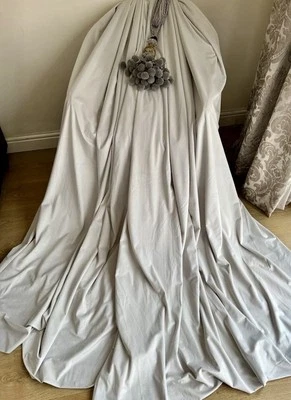 BEAUTIFUL MTM HEAVY QUALITY LAURA ASHLEY DOVE GREY SOFT VELVET CURTAINS  - Image 1 of 4