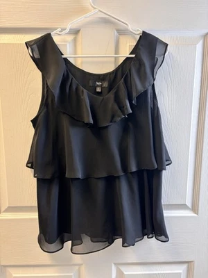 Mossimo Stretch Negro Volantes Camiseta sin Mangas Grande Foto 1 de 4