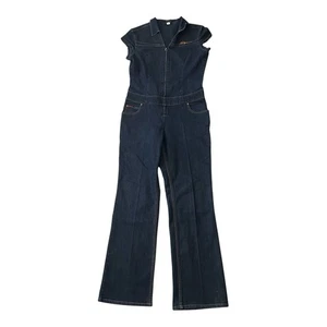VINTAGE Fubu Jumpsuit Blue Denim Jumper Dark Streetwear Y2K Hip Hop Womens 13/14 - Picture 1 of 12