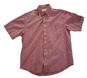 Covington Button Shirt Men M Medium 38-40 Short Sleeve Red Check Cotton Blend  - Picture 1 of 10
