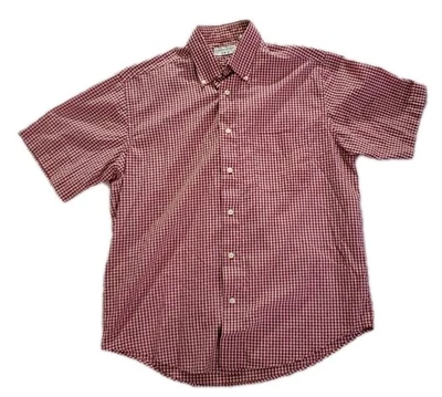 Camisa Covington Botón Hombre M Mediana 38-40 Manga Corta Rojo Cuadros Mezcla Algodón  Foto 1 de 4