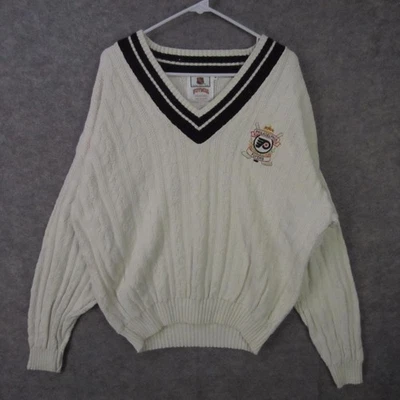 Suéter De Colección Philadelphia Flyers Para Hombres Mediano Blanco NHL Hockey Cuello en V Hecho en EE. UU. Foto 1 de 4
