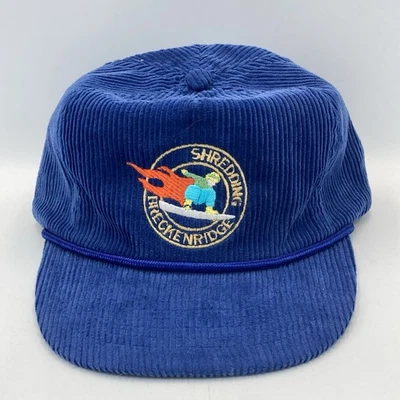 Винтажная веревочная шляпа Breckenridge для горнолыжного курорта синяя для сноубординга измельченная вельветовая РЕДКАЯ - Изображение 1 из 4