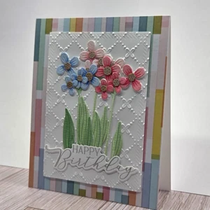 Handmade Greeting Card ocbrandy  happy birthday  cute watercolor flowers - Picture 1 of 2