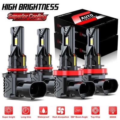 Combo de 4 bombillas LED de haz alto y bajo para Mitsubishi RVR 2011-2019 6500K Foto 1 de 4