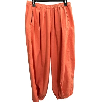 Free People Harem Pants S Orange Pockets Pull On Elastic Waist Boho Lounge Comfy - Image 1 of 4