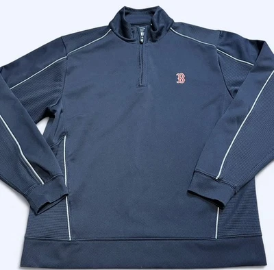 Cutter & Buck Boston Red Sox Quarter Zip Pullover Sweatshirt Mens Medium Blue - Image 1 of 4