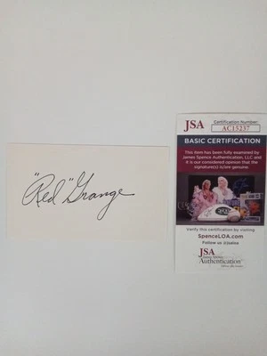 Red Grange Signed Index Card JSA -# - Image 1 of 4
