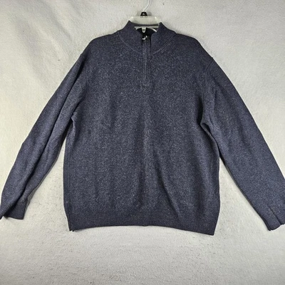 Suéter Colección M&S Para Hombre XL Azul Marino Media Cremallera Lana de Cordero Cuello Simulado Pullover Foto 1 de 4