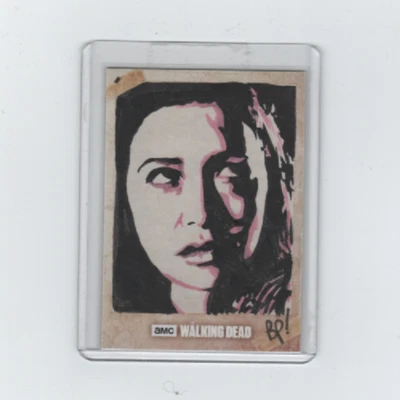 WALKING DEAD SEASON 7 ROSITA SKETCH CARD BY ACCLAIMED ARTIST BILL PULKOVSKI  1/1 - Image 1 of 2