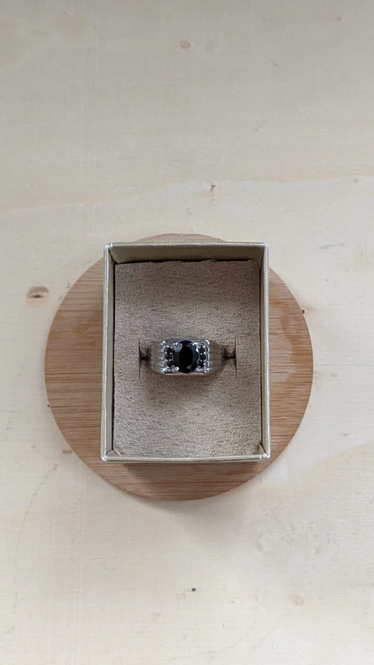 Hombre - Acero Inoxidable - Anillo Espinela Negra Talla 9 Foto 1 de 1